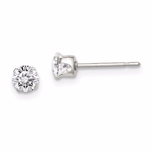 Jewelry - 4mm Round Snap Set CZ Stud Earrings